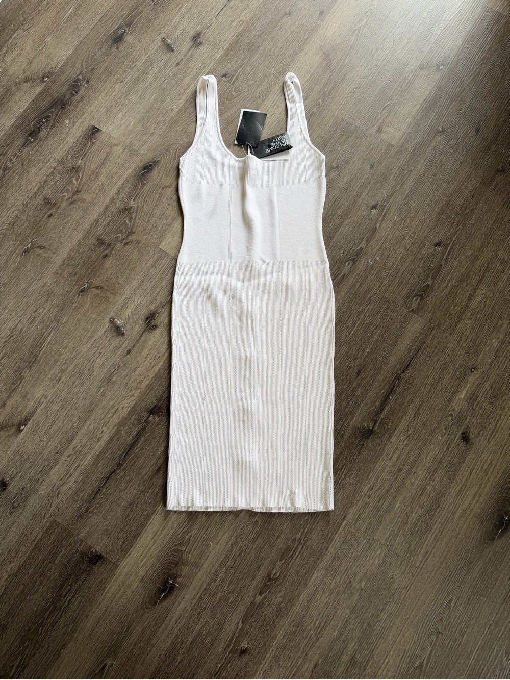 Retrofete White Ribbed Button-Front Midi Dress - Picture 8 of 10